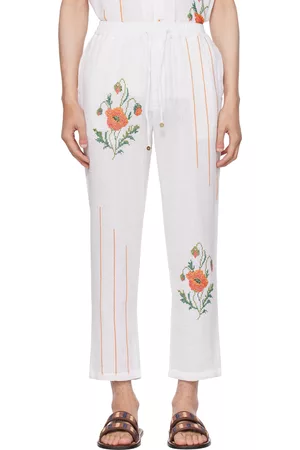 HARAGO: White Floral Trousers | SSENSE