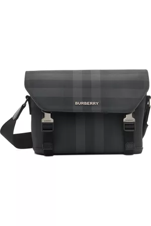 Burberry Men's Small Wright Check Messenger Bag - Charcoal