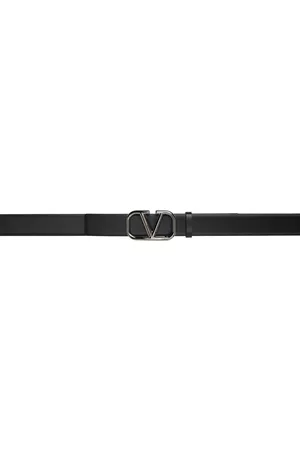 Valentino Garavani Men's Toile Iconographe Belt with Leather Detailing - Black - Belts