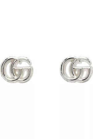 Gucci Blue Red Web Stripes Yellow Crystal GG Logo Studs Earrings