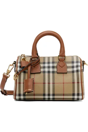 Burberry Checked Pattern Bowling Bag in Brown