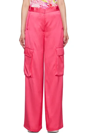 Buy Online Women Pink Solid Y2K Cargo Trousers at best price  Plussin