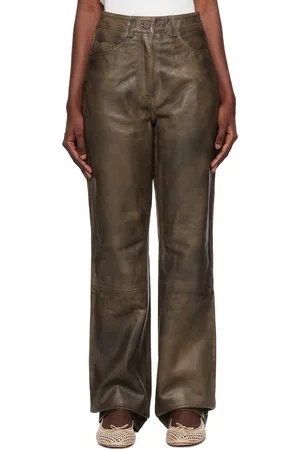 Roberta Brown Faux Leather Trousers  Womens Vegan Leather Trousers  KITRI
