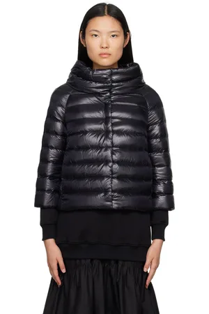 The Frolic Belted Collared Puffer Jacket in Black