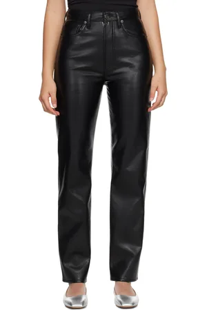 ASOS DESIGN stretch faux leather cigarette trouser in black  ASOS