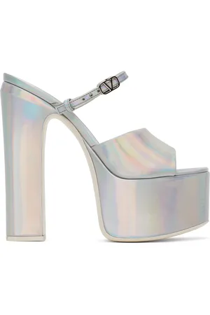 Women Silver Elyse Star Stud Mirrored Platform Shoes