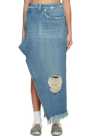 Buy Vintage Blue Denim Midi Skirt With High Waist and Pockets Y2K Online in  India - Etsy