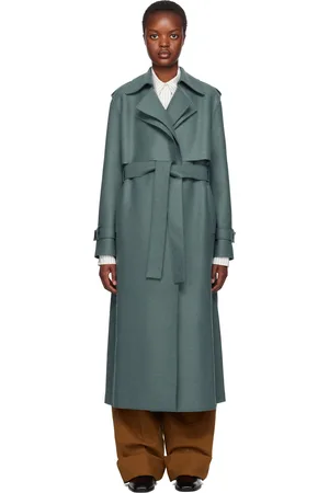 Pale Blue Croc PU Trench Coat