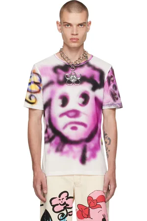 Gucci Lamb Print Embroidered T-shirt in Pale Pink