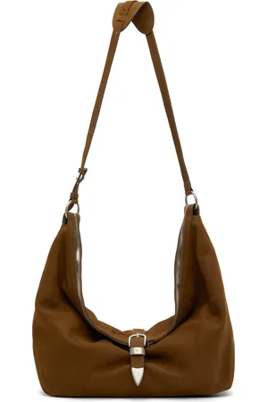 Marge Sherwood Shearling Logo Shoulder Bag In Chestnut Nubuck