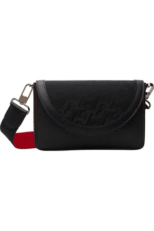 CHRISTIAN LOUBOUTIN: Explorafunk wallet bag in grained leather with Spikes  - Black