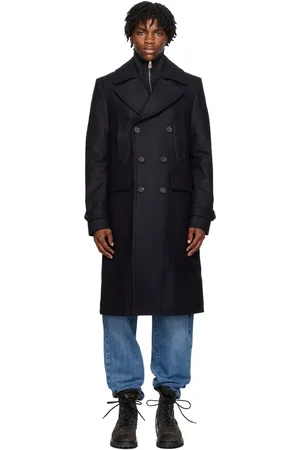 Men's Wool-Cashmere Milford Navy Pea Coat