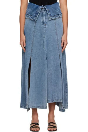 St Khaki Mrs Carter Long Denim Skirt | One Teaspoon
