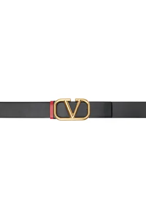 Valentino Garavani Women Vlogo Leather Black Belt 