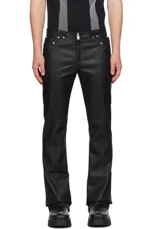 Faux Leather Cargo Pocket Pants - Black