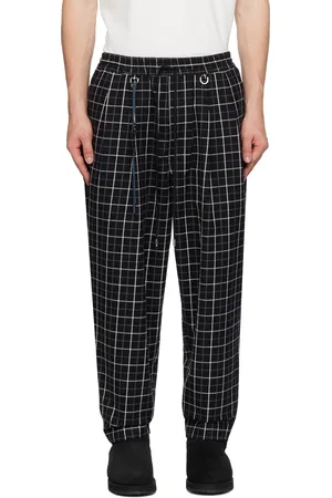 uNidraa | Black White Checked Printed Cotton Lounge Pants For Men