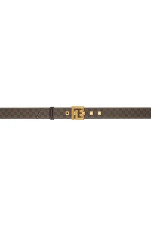Balmain Mini Monogrammed Waxed Canvas Belt in Brown for Men