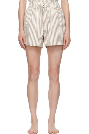 Off-White & Blue Striped Pyjama Shorts