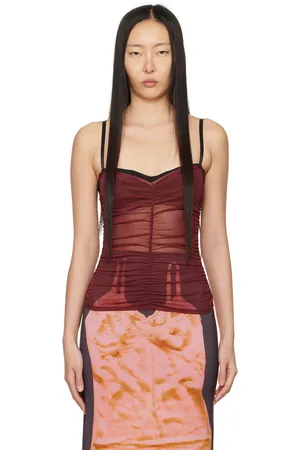 Burgundy Zola Leather Tank Top by Miaou on Sale
