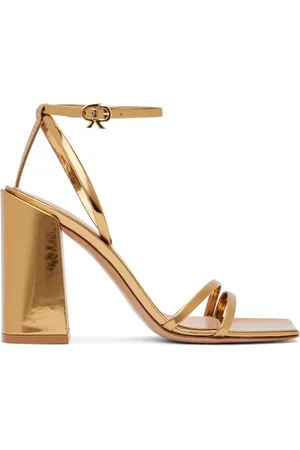 Metallic strappy heeled sandal - Woman | Mango Macao