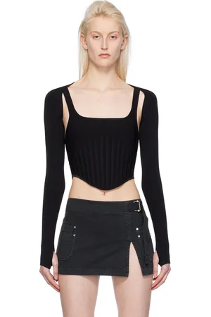 Black Powertulle Corset Tank Top by Dion Lee on Sale