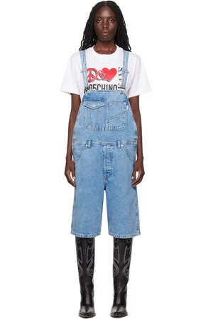 Denim dungarees with stripes - Women