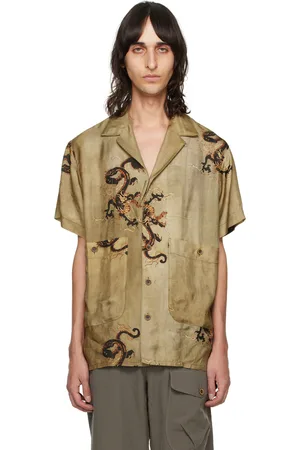 Uma Wang Tyesha dragon-print shirt - Brown