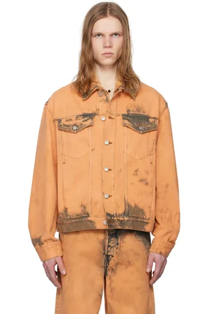 Y2k brown denim jacket “O-10” — Retro minimalist... - Depop