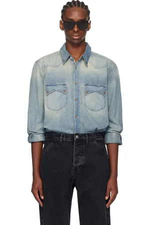 Sky Blue Slim Fit Rhysley Men's Denim Shirt - Buy Online in India @ Mehar