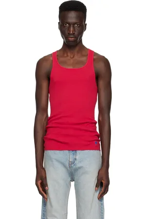 GREG ROSS Red Raw Edge Tank Top