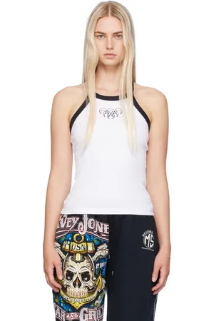 Marine Serre SSENSE Exclusive White Ribbed Tank Top