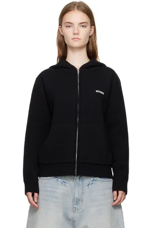 We11 Done Black Embroidered-Logo Hoodie