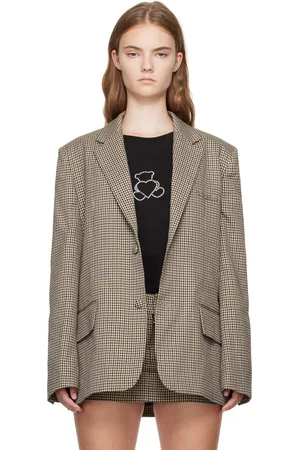 We11 Done Beige Padded Shoulder Blazer