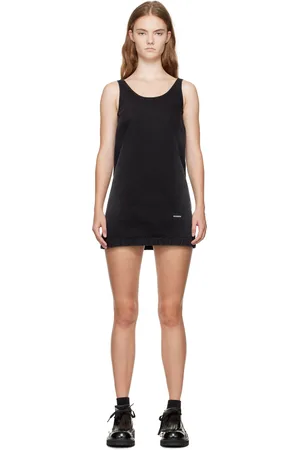 We11 Done Black Faded Denim Minidress
