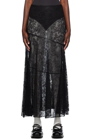 Simone Rocha Black Sheer Bias Cut Midi Skirt