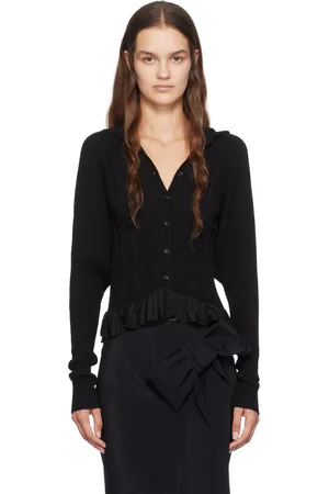 Simone Rocha Black Plaited Tinsel Hood Cardigan