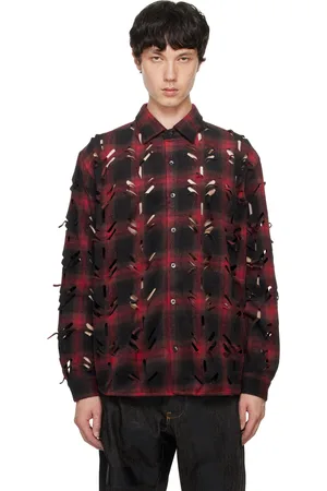 JUNTAE KIM Red Laser-Slashed Shirt