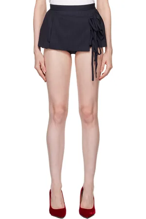 pushBUTTON Navy Side Slit Open Micro Skort