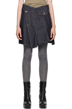 OPEN YY Blue Wrap Denim Miniskirt