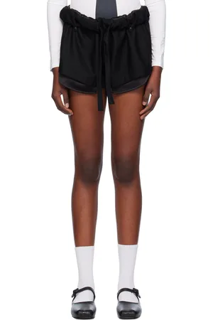 OPEN YY Black Rolled Waist Mini Shorts