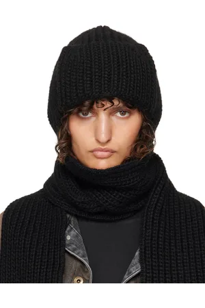 We11 Done Black Chunky Muffler Beanie