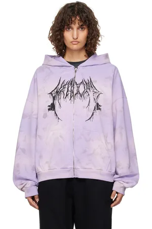 We11 Done Purple Graphic Logo Zip-Up Hoodie