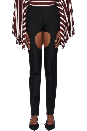 pushBUTTON Black Cutout Point Skinny Trousers