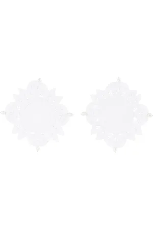 Gohar World White Lace & Pearl Coaster Set