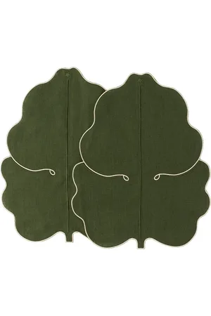 MAISON BALZAC Green & Off-White Fig Leaf Placemat Set