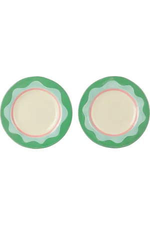 Laetitia Rouget Green & Blue Wavy Dessert Plate Set