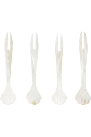 Gohar World Off-White Champagne Lallier Edition Mother of Pearl Seafood Pick Set, 4 pcs