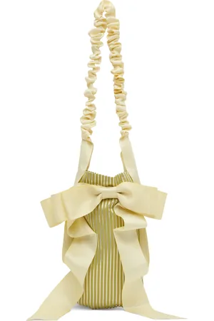 Gohar World Green & Beige Demi-Baguette Bag
