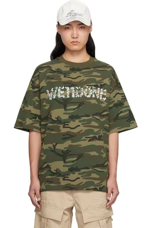 We11 Done Khaki Sparkle Logo T-shirt
