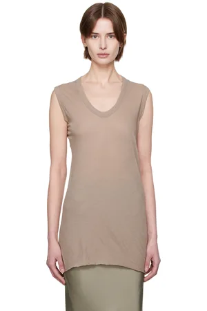 Rick Owens Taupe Hollywood V Neck SL Tank Top